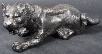 20TH CENTURY BRONZED METAL PANTHER FIGURINE