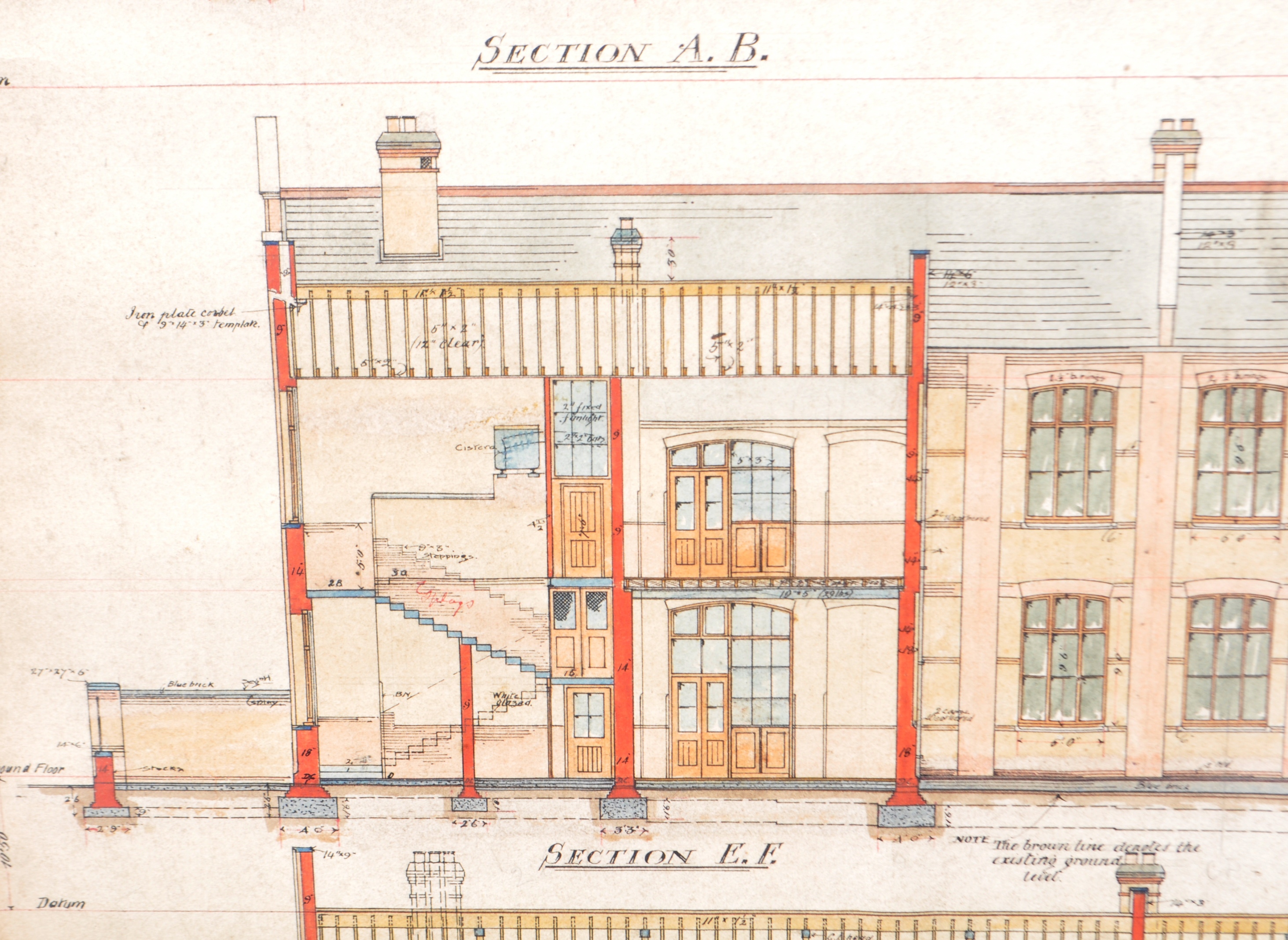 EDWARDIAN HAND DRAWN IN INK ARCHITECTURAL PLANS - Image 6 of 11
