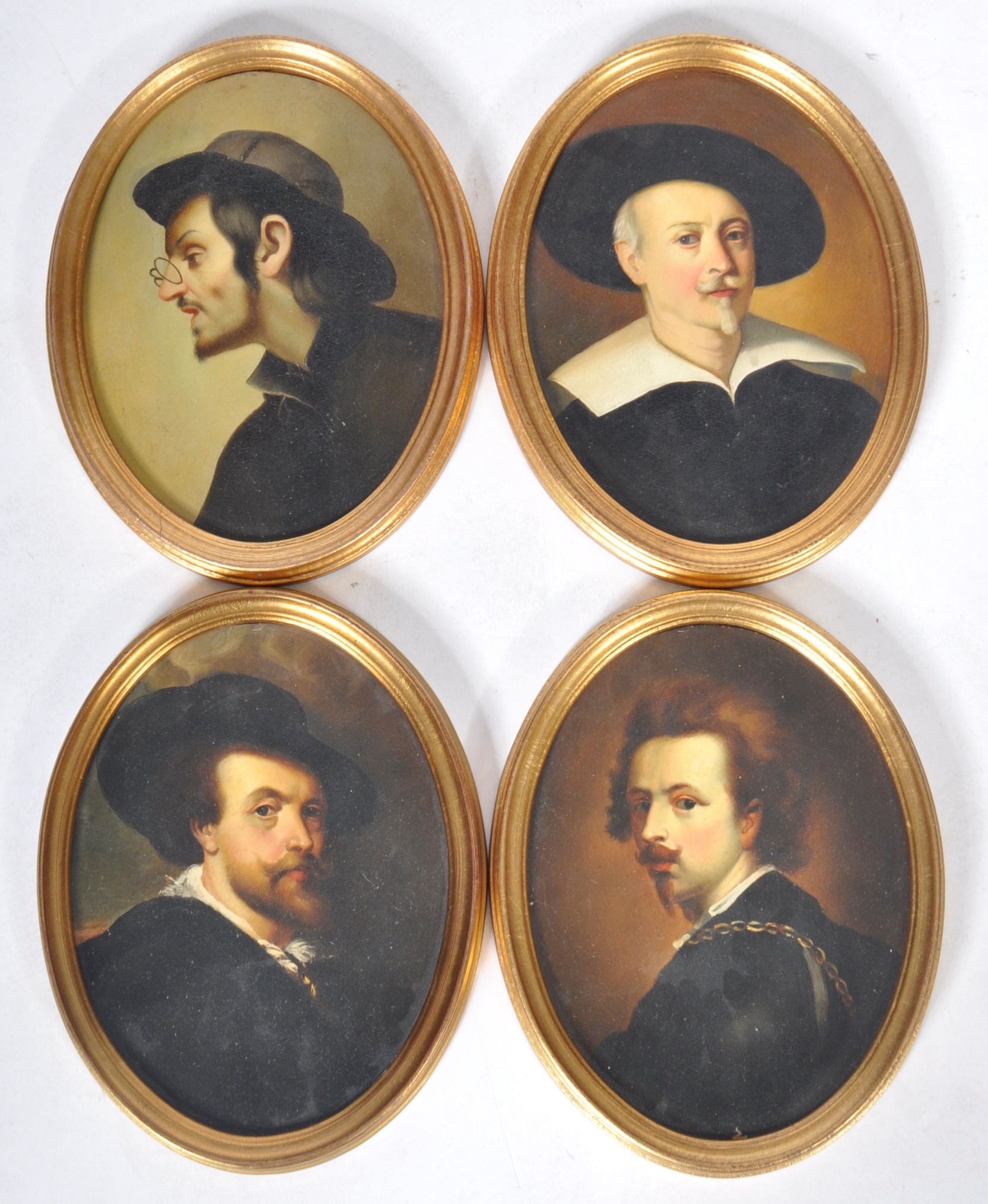 SET OF FOUR REPRODUCTION OIL ON BOARD SELF-PORTRAITS - Image 5 of 6