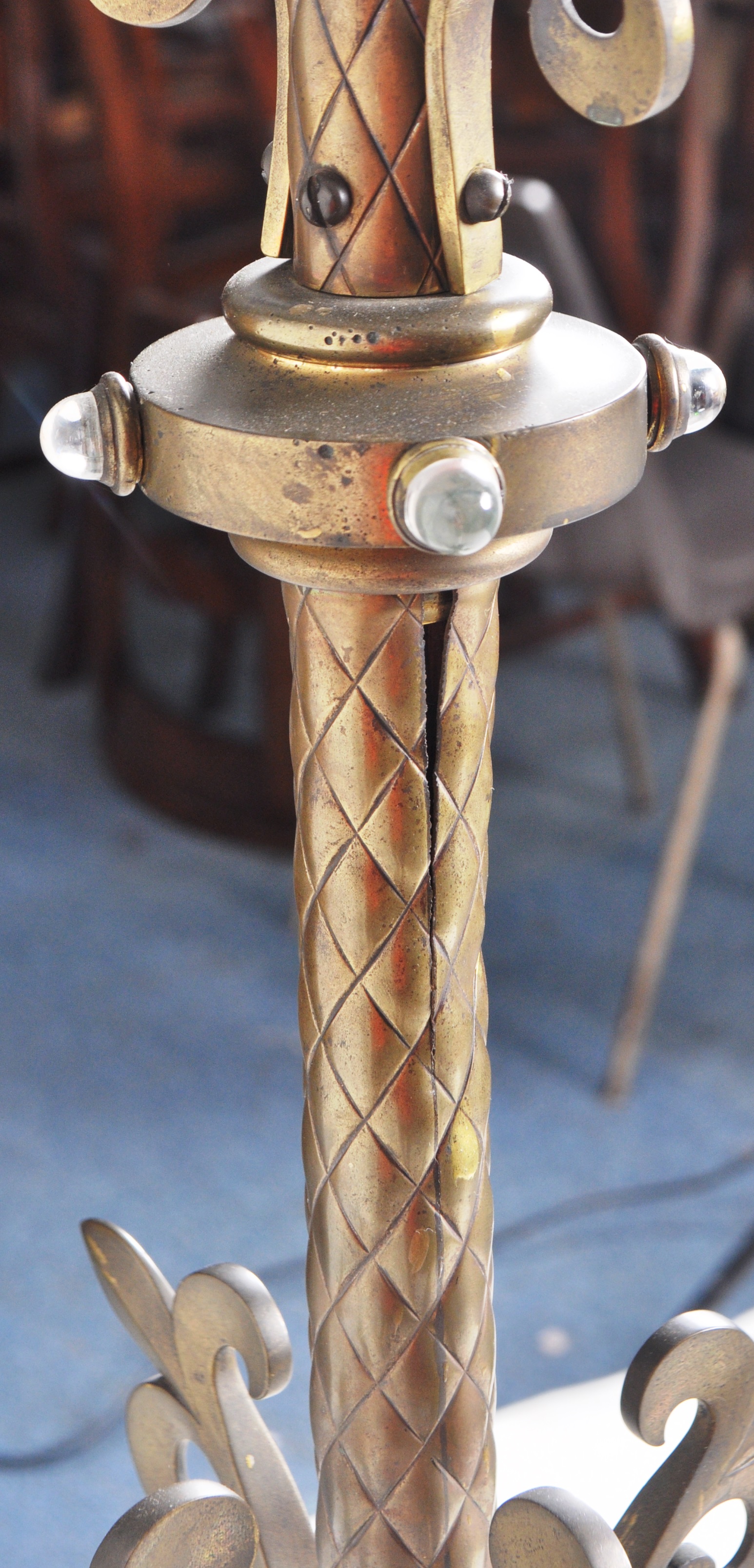LARGE 19TH CENTURY GOTHIC FLOOR STANDING CANDLESTICK - Image 7 of 8