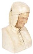 19TH CENTURY ITALIAN GRAND TOUR ALABASTER DANTE BUST