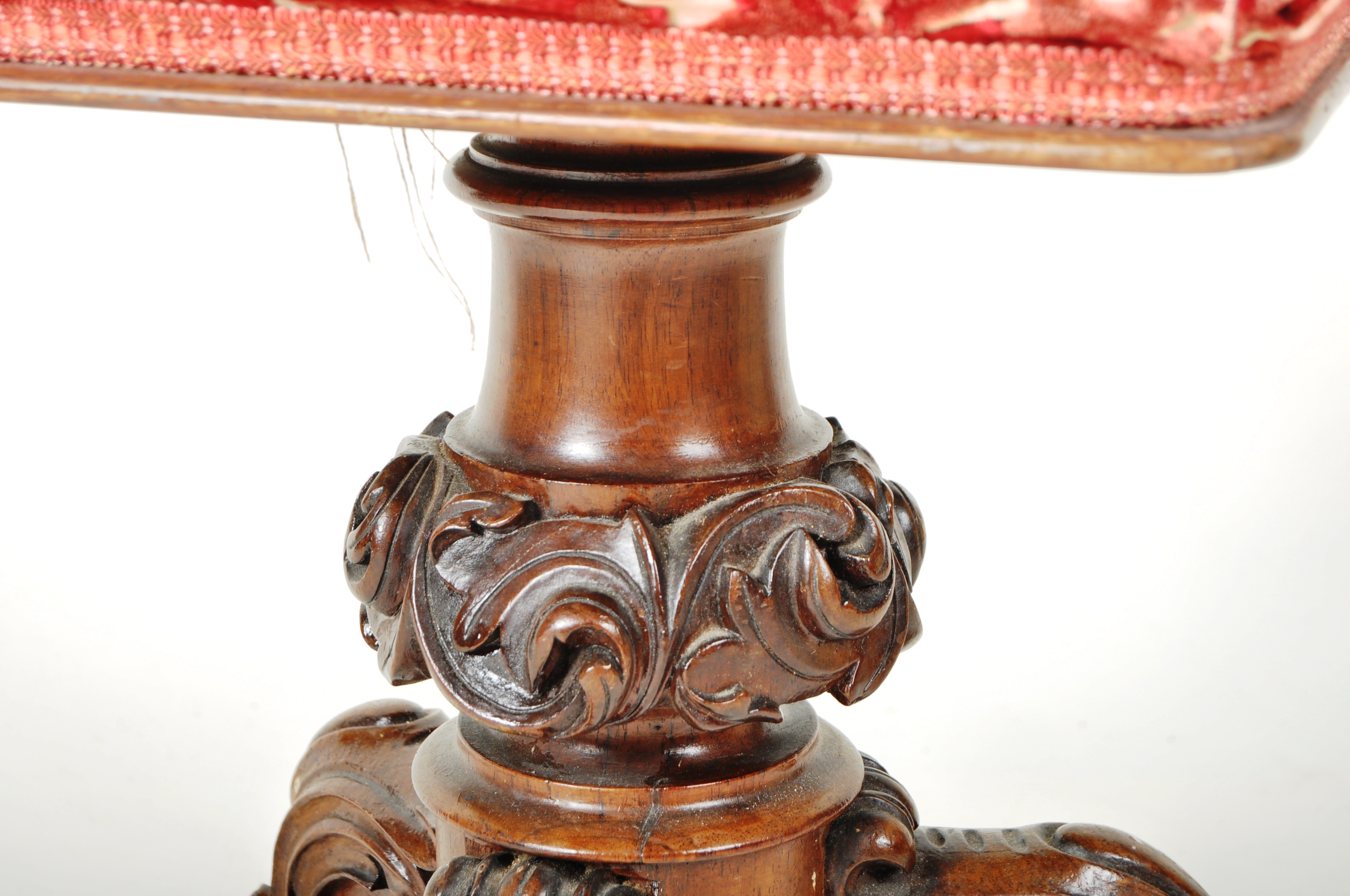 19TH CENTURY MAHOGANY PIANO STOOL ON TRIPOD BASE - Image 4 of 5