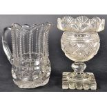 19TH CENTURY CUT GLASS WATER JUG & SWEETMEAT GLASS