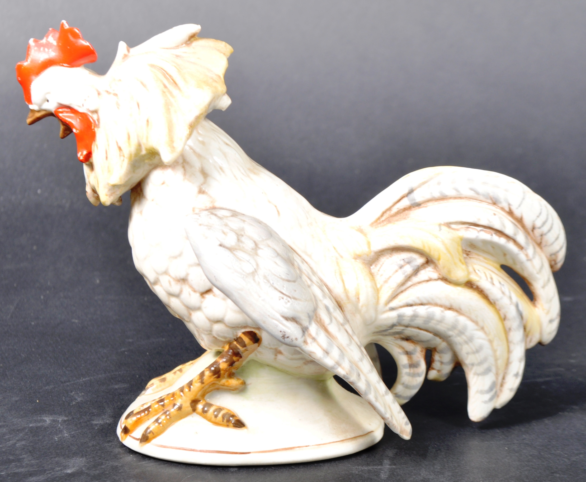 PAIR OF 19TH CENTURY GERMAN PORCELAIN FIGHTING COCKERELS - Image 3 of 11