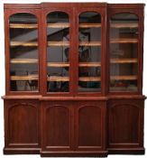 LARGE 19TH CENTURY VICTORIAN BREAKFRONT BOOKCASE