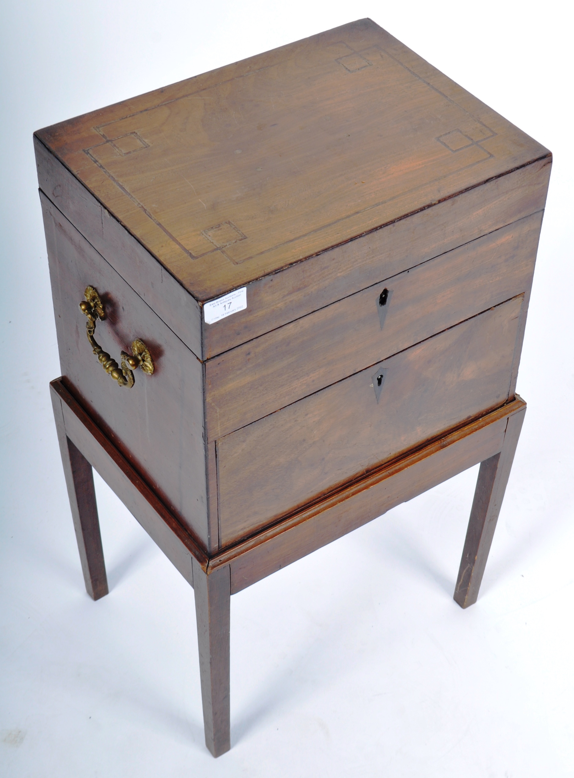 EARLY 19TH CENTURY REGENCY MAHOGANY WORK BOX ON STAND - Image 2 of 5