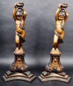 PAIR OF LARGE 19TH CENTURY BRONZE CHERUB CANDLESTICKS