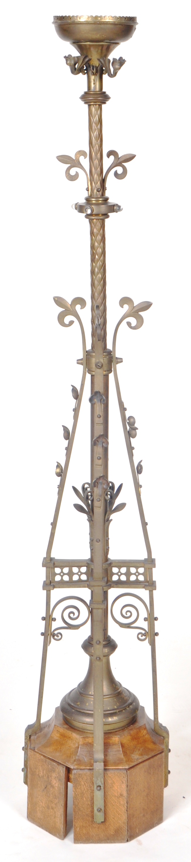 LARGE 19TH CENTURY GOTHIC FLOOR STANDING CANDLESTICK