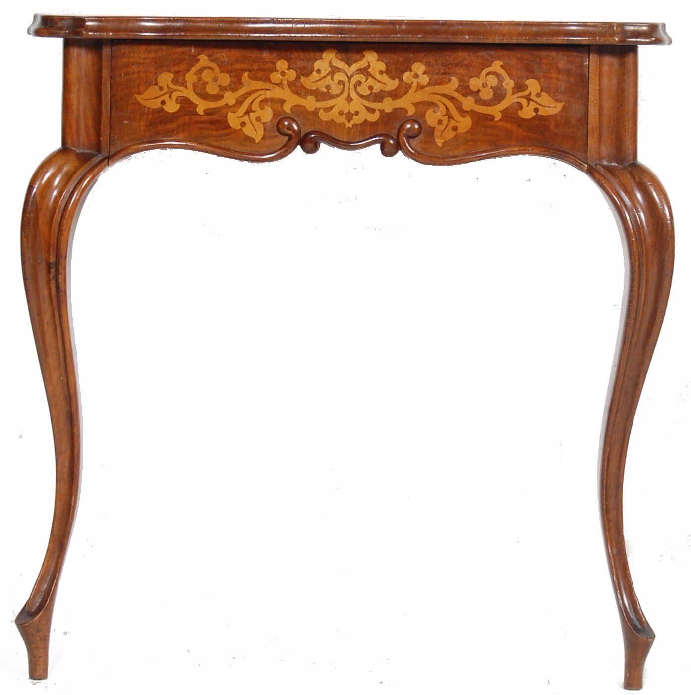 19TH CENTURY DUTCH WALNUT AND SATINWOOD INLAID CONSOLE TABLE