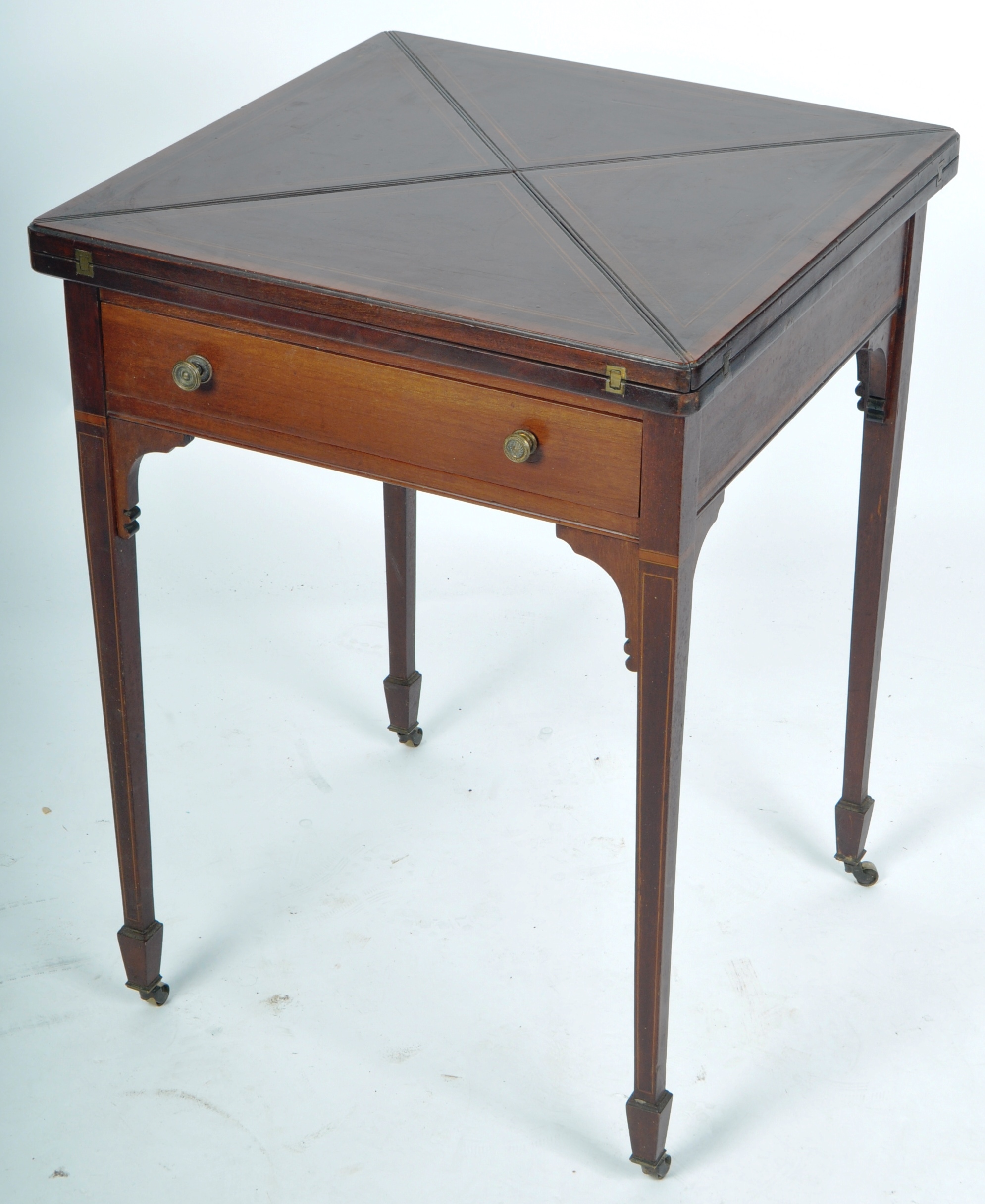 19TH CENTURY VICTORIAN ENVELOPE FOLD OVER GAMES TABLE - Image 2 of 6