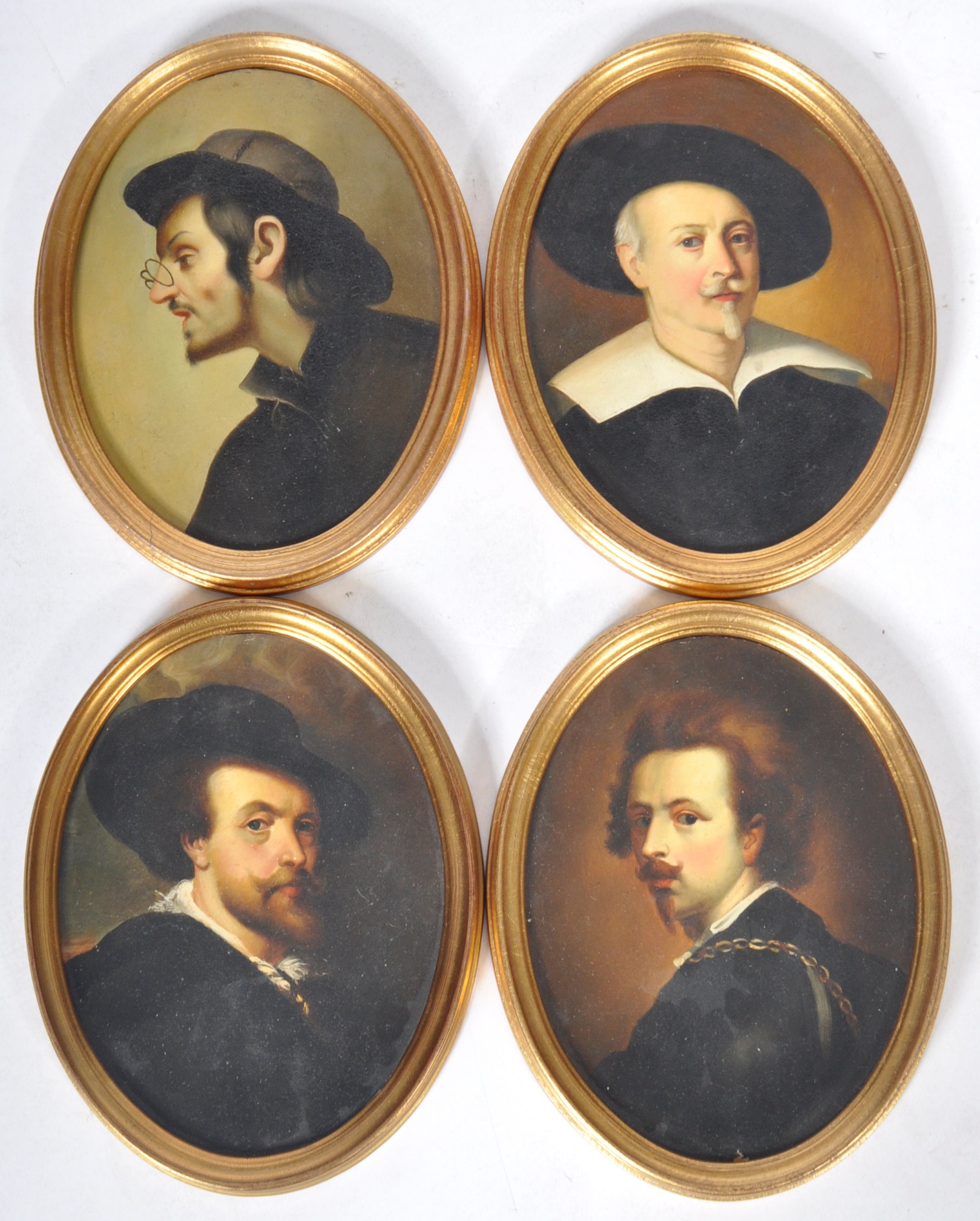SET OF FOUR REPRODUCTION OIL ON BOARD SELF-PORTRAITS - Image 4 of 6