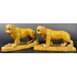 PAIR OF 19TH CENTURY VICTORIAN GLAZED CERAMIC PROWLING TIGERS