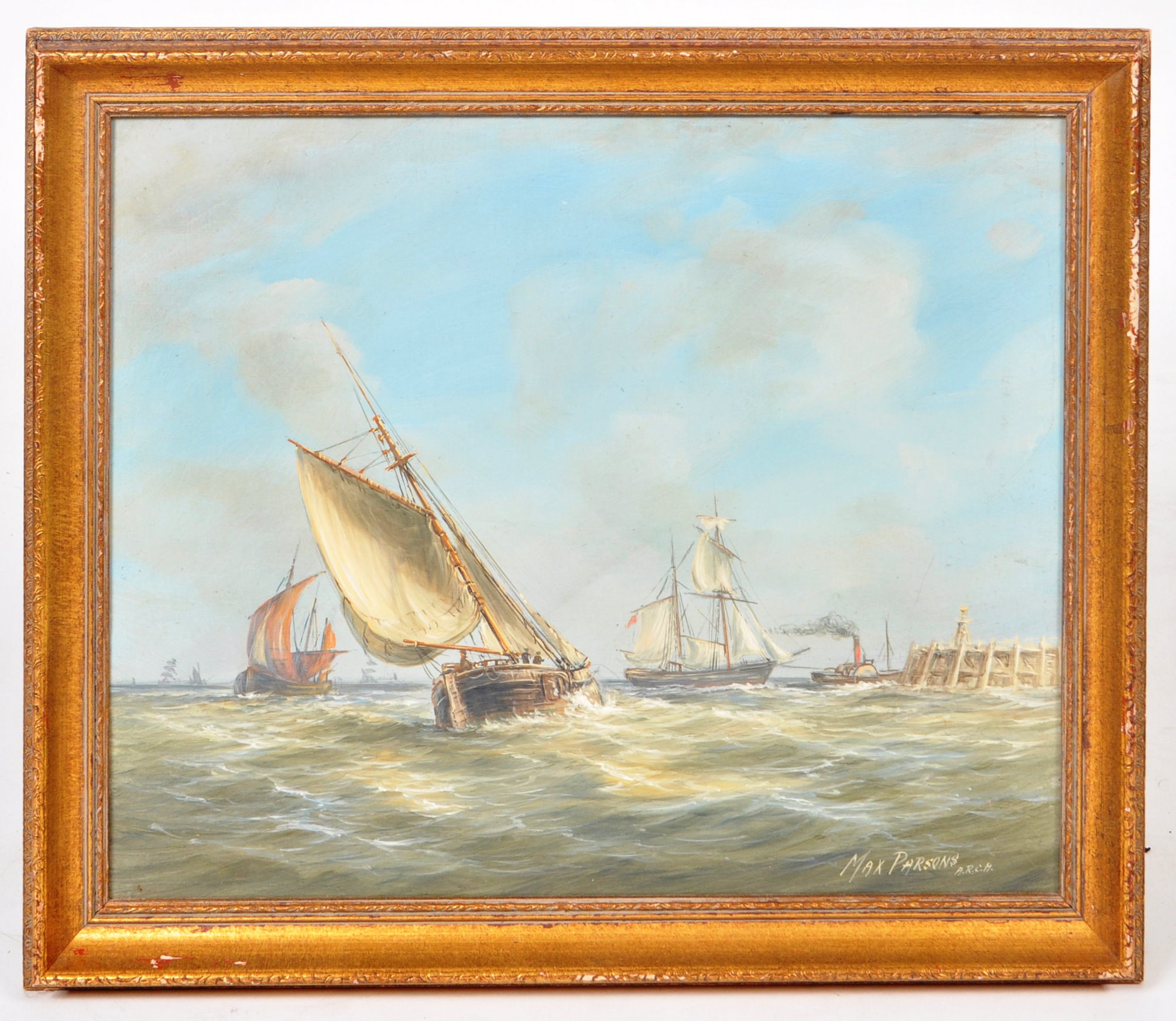 MAX PARSONS ARCA - OIL ON BOARD MARITIME SCENE