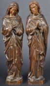 PAIR OF 19TH CENTURY CARVED WALNUT FIGURES OF MARY & JOSEPH