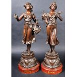 PAIR OF FRENCH SPELTER FIGURES OF CLASSICAL LADIES