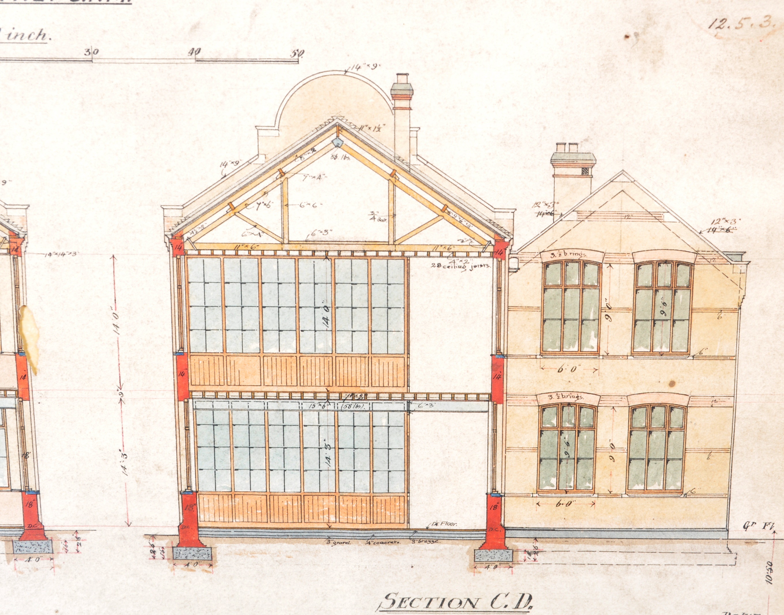EDWARDIAN HAND DRAWN IN INK ARCHITECTURAL PLANS - Image 4 of 11