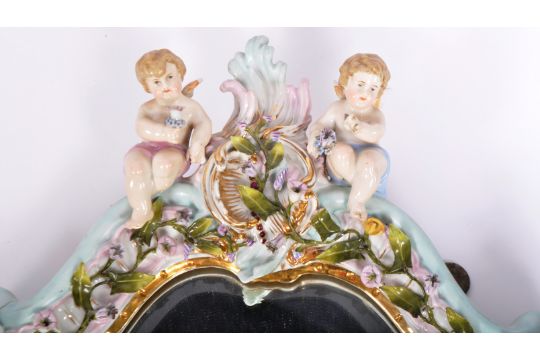 PAIR OF 19TH CENTURY MEISSEN MANNER PORCELAIN MIRRORS - Image 2 of 9