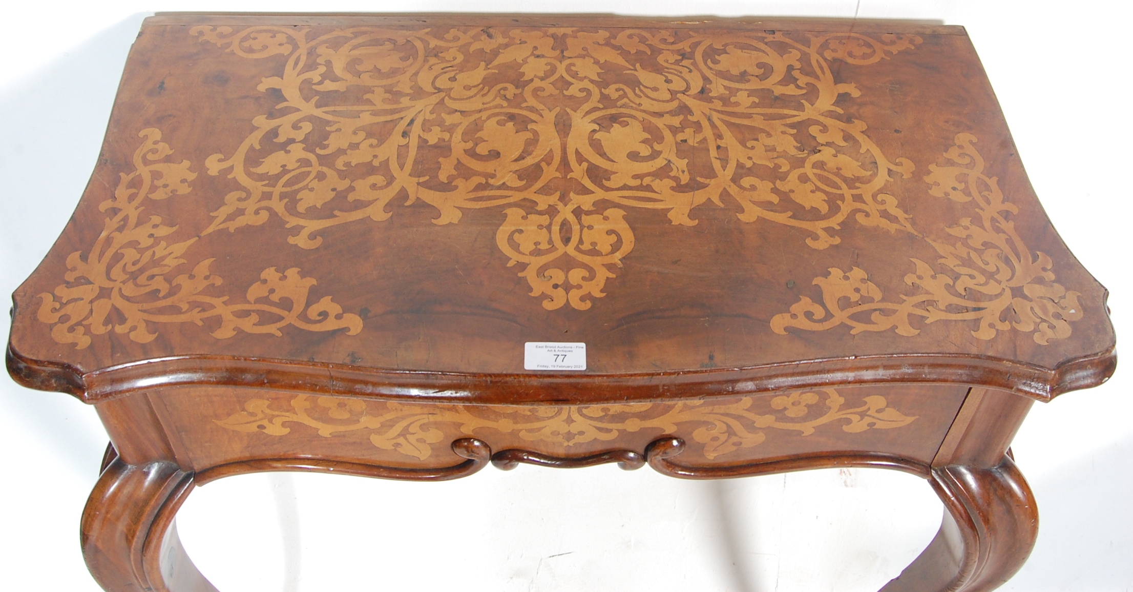 19TH CENTURY DUTCH WALNUT AND SATINWOOD INLAID CONSOLE TABLE - Image 3 of 5