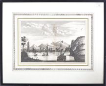 18TH CENTURY FRAMED AND GLAZED ETCHING OF NANGAN HARBOUR