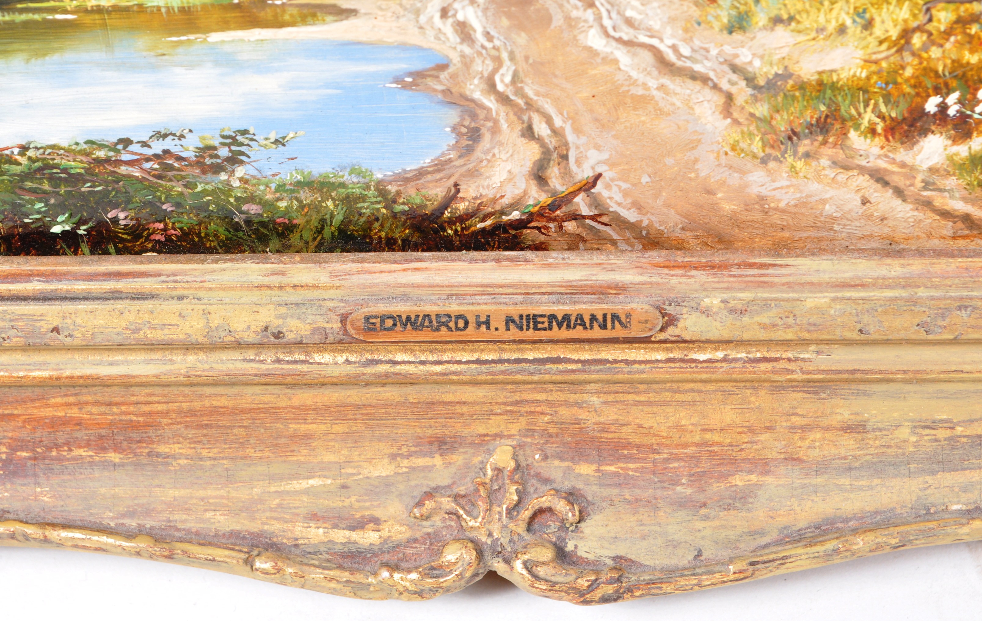 NIEMANN - 19TH CENTURY OIL ON CANVAS LANDSCAPE PAINTING - Image 6 of 7