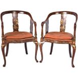 MATCHING PAIR OF 19TH CENTURY CHINOISERIE ARMCHAIRS