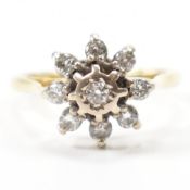 HALLMARKED 18CT GOLD & DIAMOND CLUSTER RING