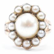 19TH CENTURY GOLD & PEARL CLUSTER RING