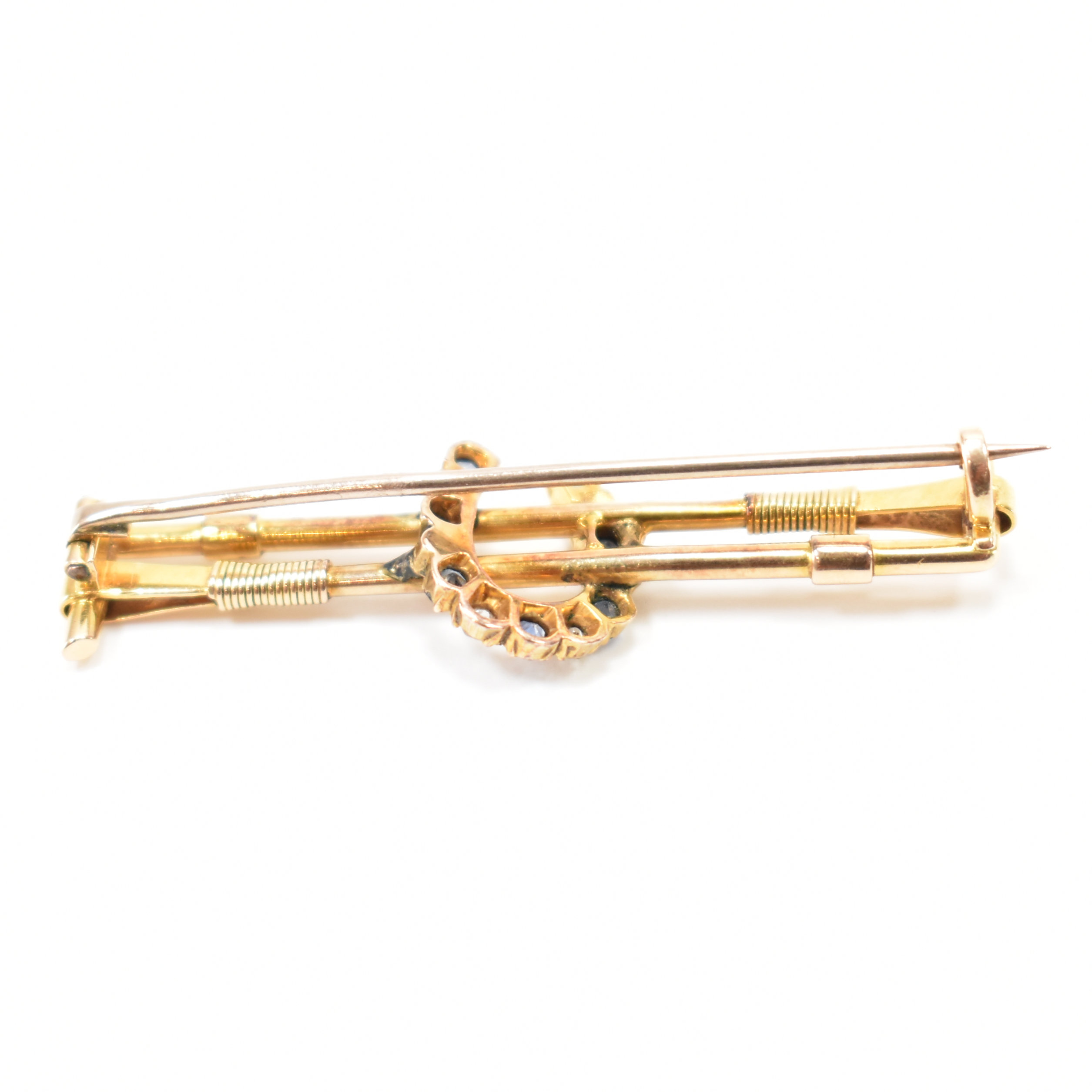 15CT GOLD SAPPHIRE & DIAMOND BROOCH PIN - Image 2 of 5