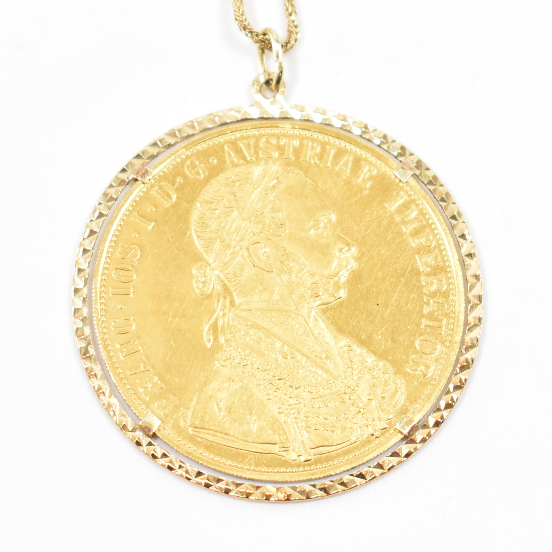 AUSTRIAN 4 DUCAT COIN PENDANT CHAIN NECKLACE - Image 2 of 5