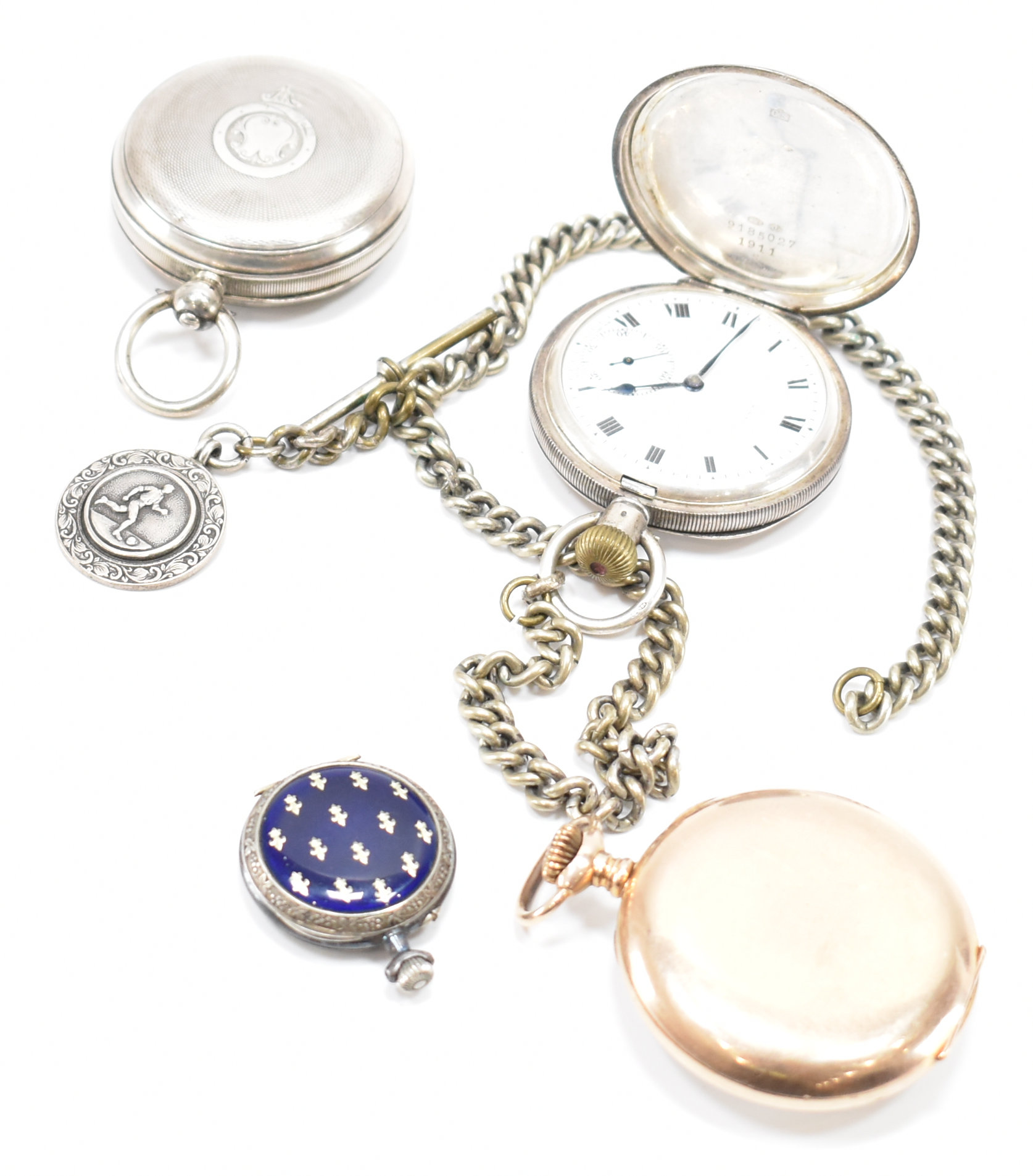 FOUR SILVER & GOLD PLATED POCKET WATCHES - Image 4 of 4