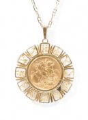 HALLMARKED GOLD NECKLACE CHAIN & SOVEREIGN PENDANT