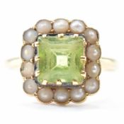 EDWARDIAN 18CT GOLD GREEN STONE & PEARL RING