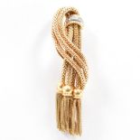 FRENCH 18CT GOLD & DIAMOND TASSEL BROOCH PIN