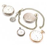 FOUR SILVER & GOLD PLATED POCKET WATCHES