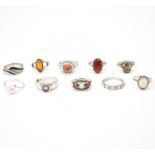 COLLECTION OF SILVER STONE SET RINGS