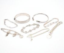 COLLECTION OF SILVER BANGLES & BRACELETS