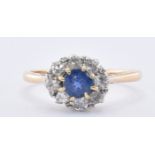 ANTIQUE 18CT GOLD SAPPHIRE & DIAMOND CLUSTER RING