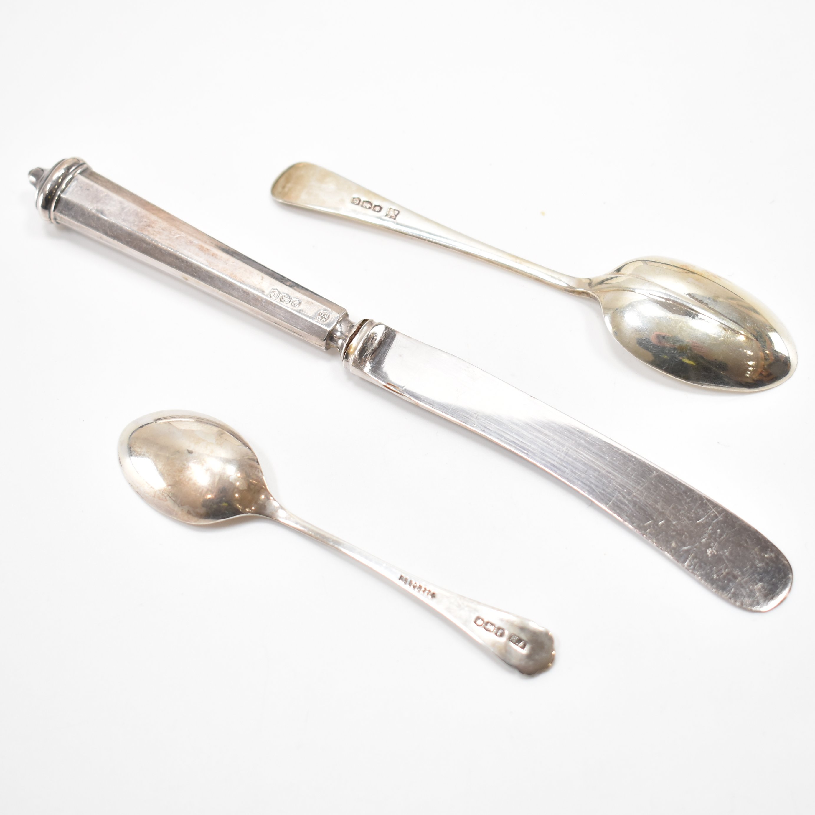 THREE SETS OF CASED SILVER FLATWARE - SPOONS & KNIVES - Image 6 of 9