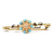 VICTORIAN 9CT GOLD & TURQUOISE BAR BROOCH