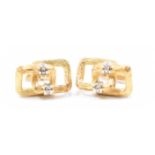 PAIR OF 18CT GOLD & DIAMOND CUFFLINKS