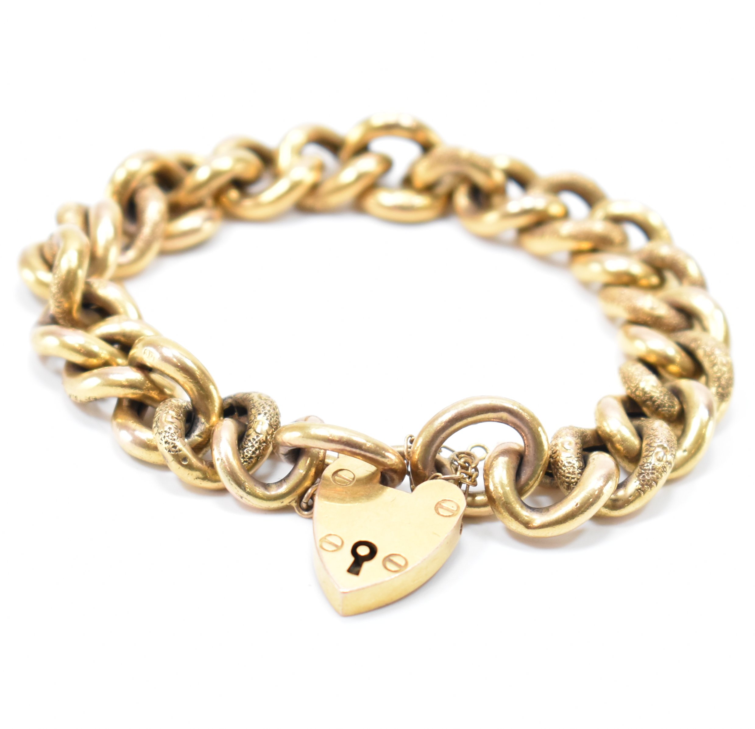 VICTORIAN 9CT GOLD FANCY CURB LINK CHAIN BRACELET - Image 2 of 5