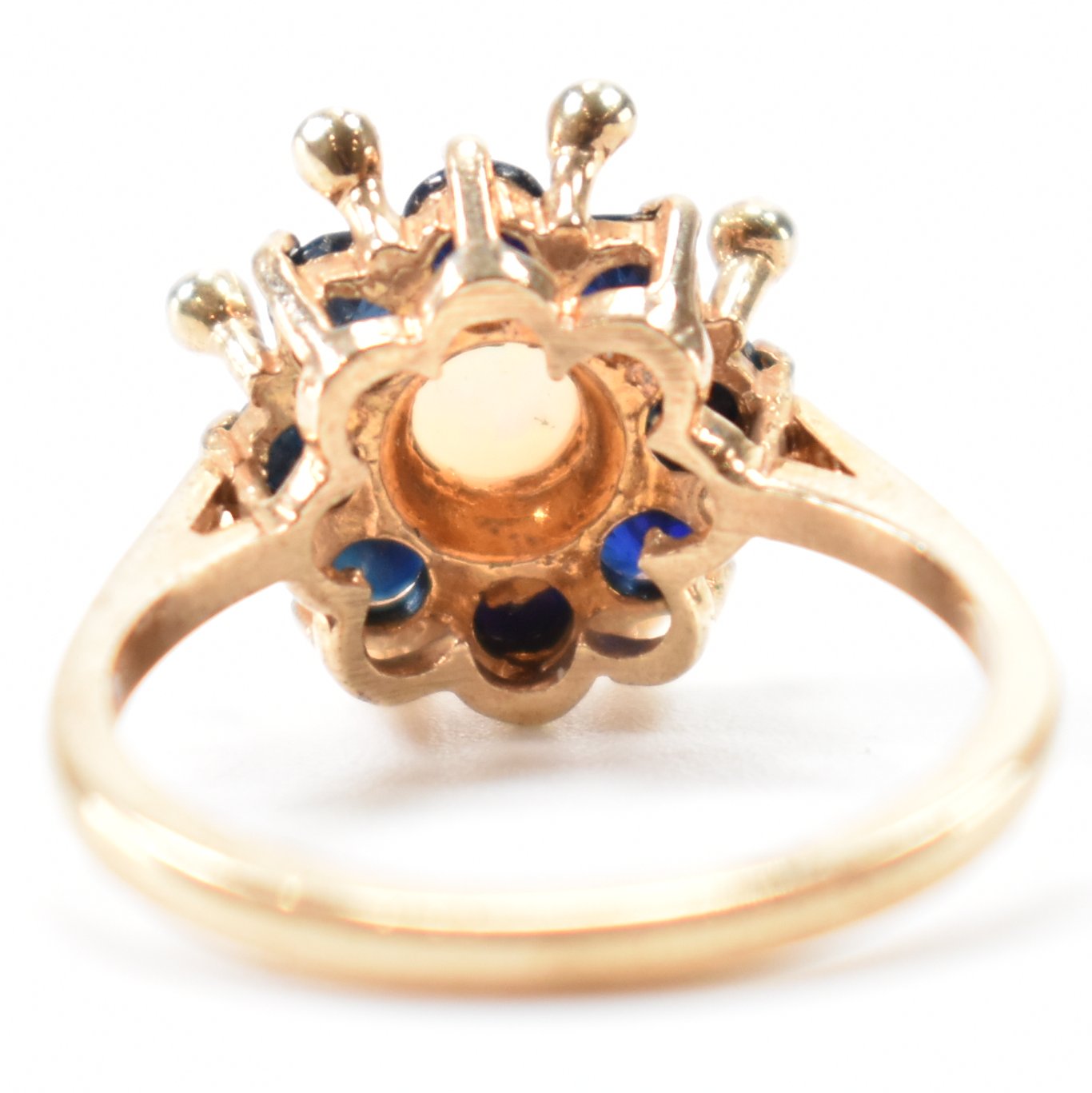 HALLMARKED 9CT OPAL & SAPPHIRE CLUSTER RING - Image 3 of 9