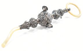 HALLMARKED EDWARDIAN SILVER & MOP RATTLE SOOTHER