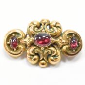 VICTORIAN GOLD & RUBY MOURNING BROOCH