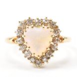 VICTORIAN 18CT GOLD OPAL & DIAMOND HEART RING