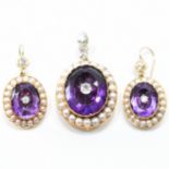 VICTORIAN GOLD AMETHYST & DIAMOND JEWELLERY SUITE