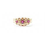 HALLMARKED 9CT GOLD SYNTHETIC RUBY & DIAMOND RING