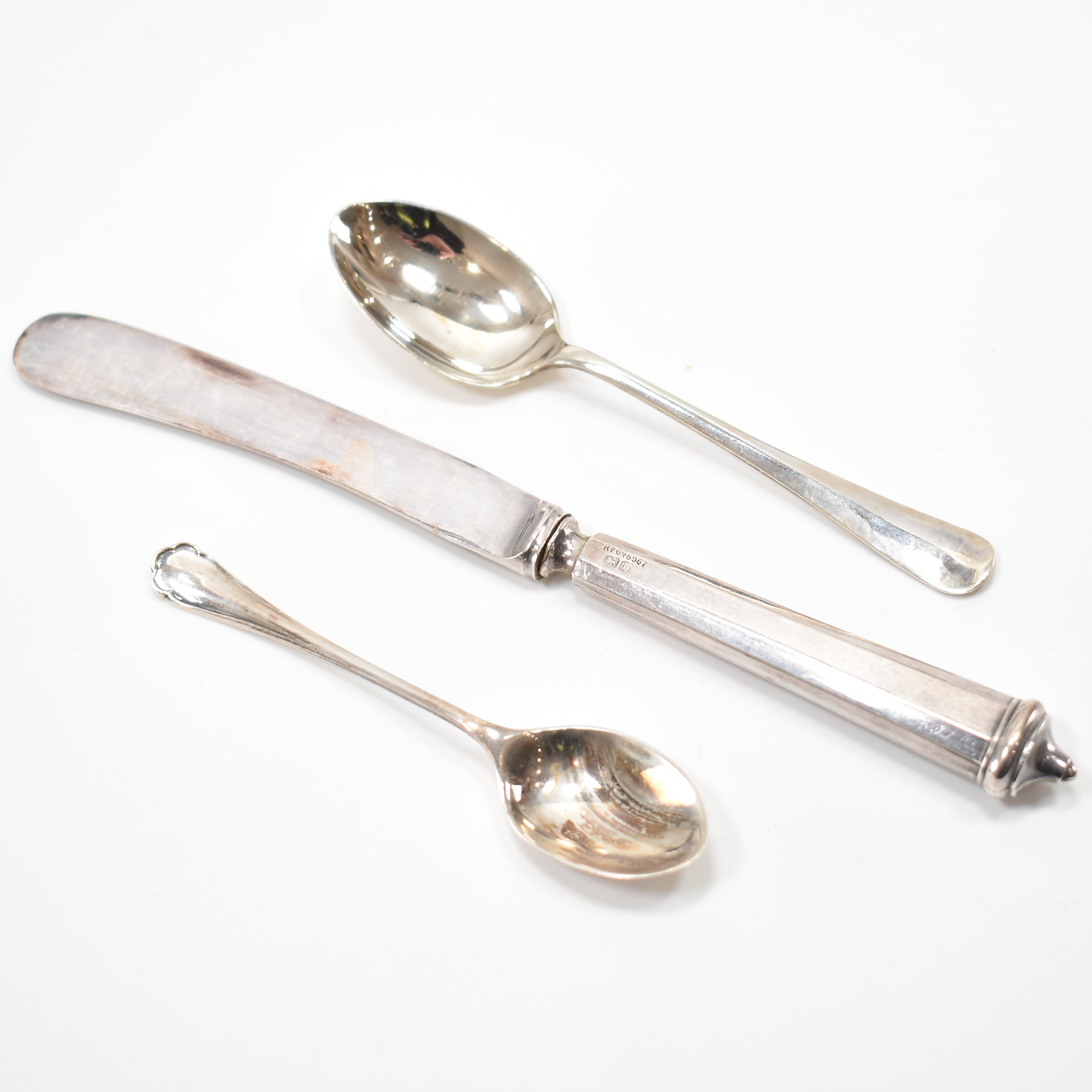 THREE SETS OF CASED SILVER FLATWARE - SPOONS & KNIVES - Image 5 of 9