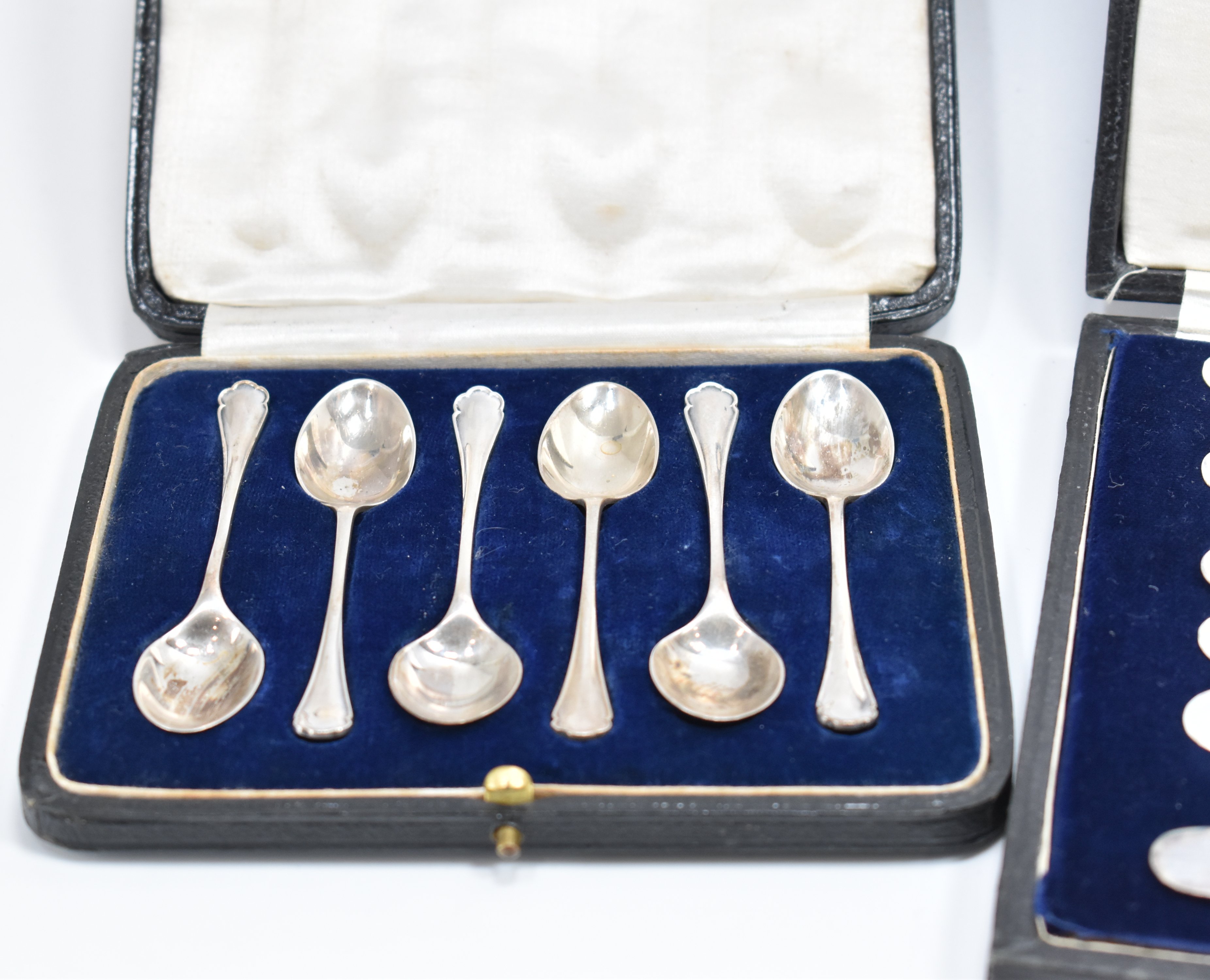 THREE SETS OF CASED SILVER FLATWARE - SPOONS & KNIVES - Image 2 of 9