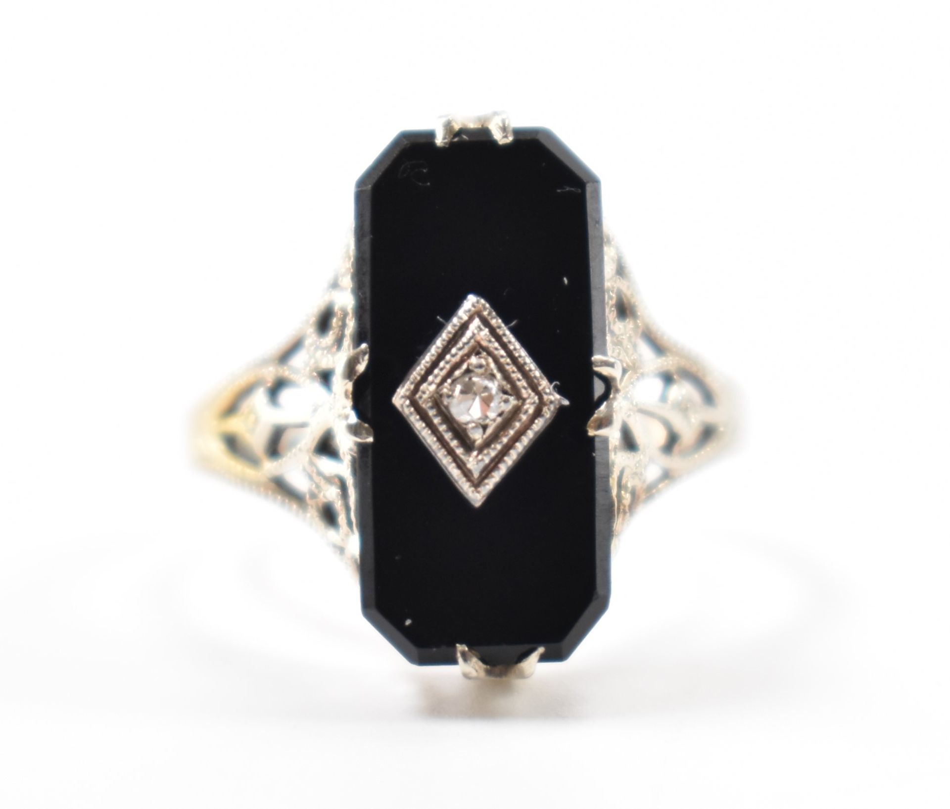 ART DECO ONYX & DIAMOND RING